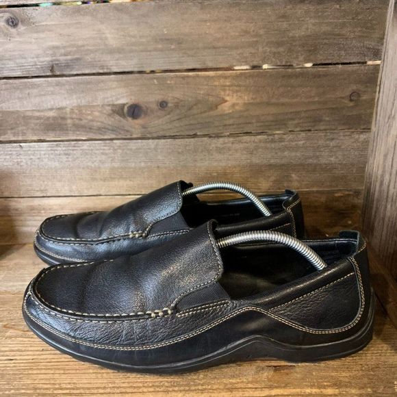 Mens Cole Haan Tucker Venetian Black Leather Shoes Slip On Loafers Size 12 M GUC - Picture 2 of 6